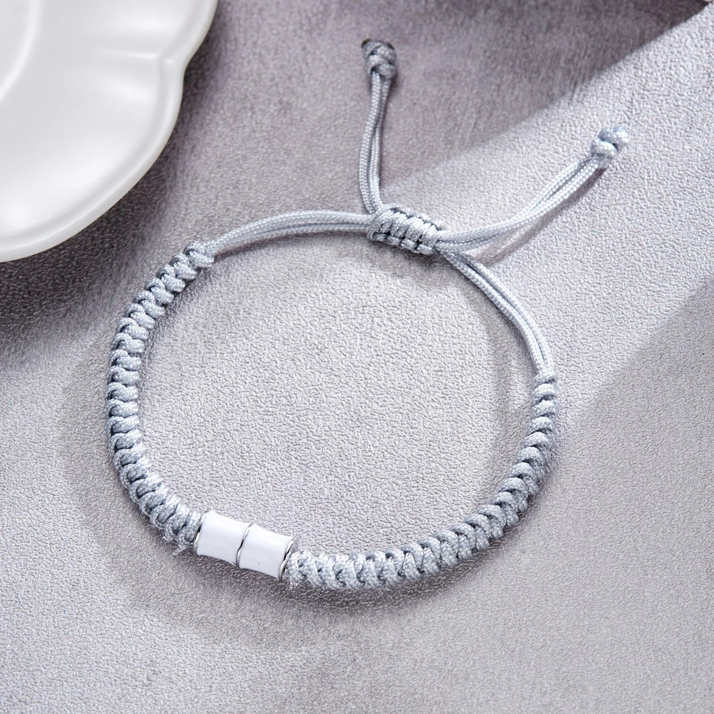 Bracelet Couple Tressé Bambou Contrasté