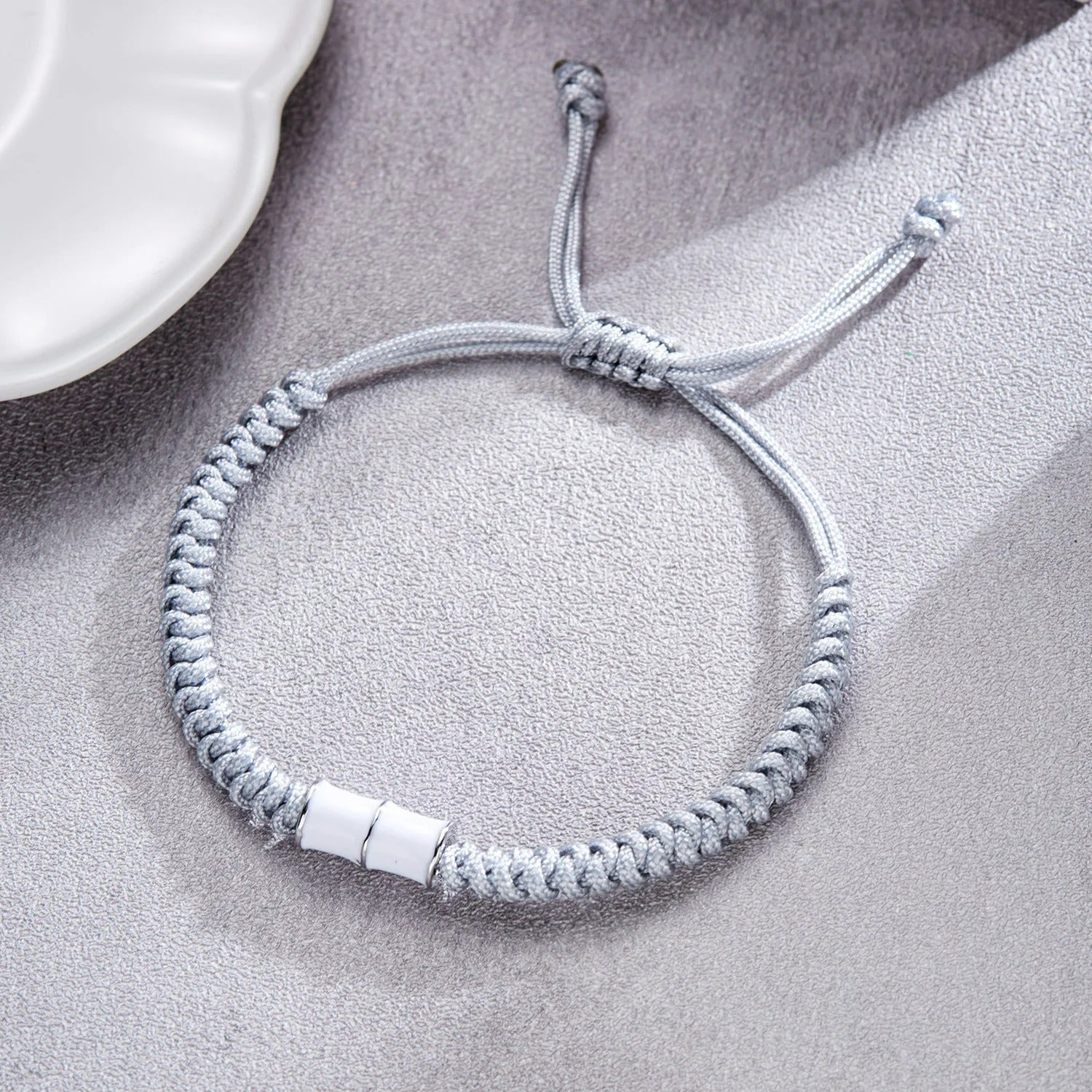 Bracelet Couple Tressé Bambou Contrasté