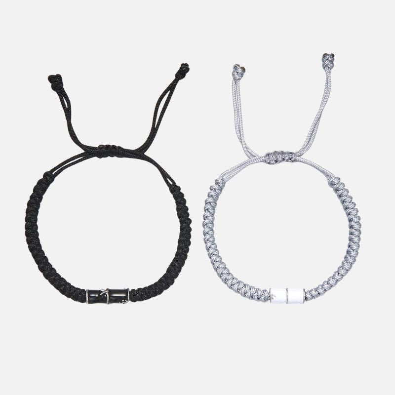 Bracelet Couple Tressé Bambou Contrasté