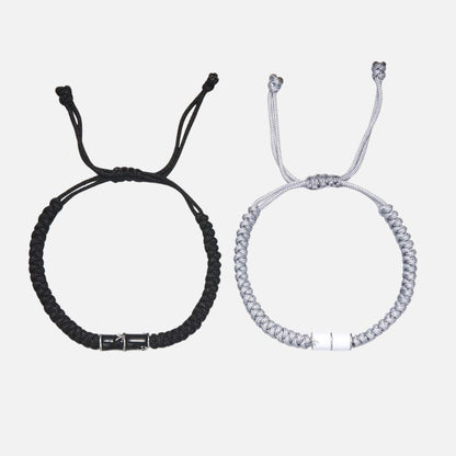 Bracelet Couple Tressé Bambou Contrasté