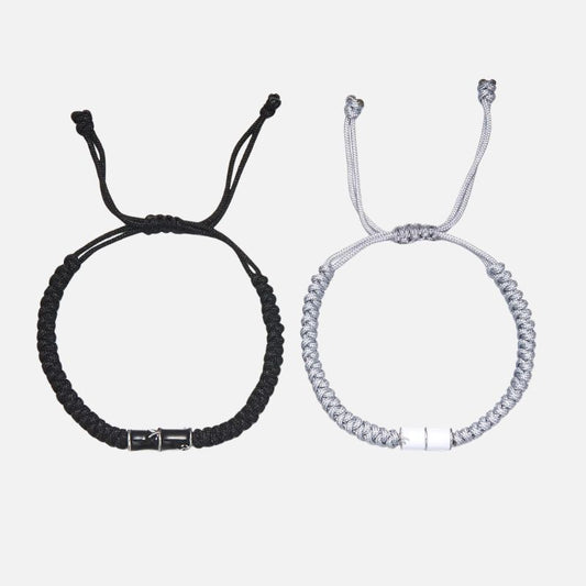 Bracelet Couple Tressé Bambou Contrasté