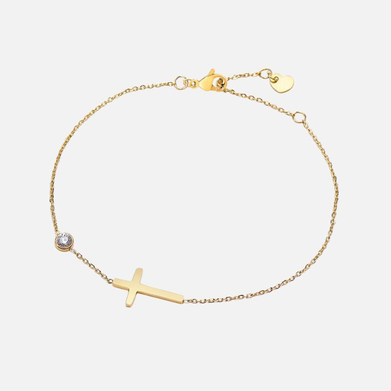 Bracelet Croix Femme Élégance Spirituelle — Acier Inoxydable