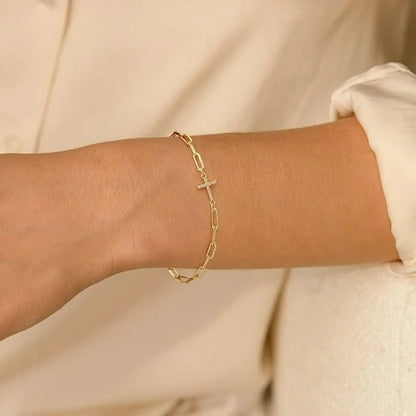 Bracelet Croix Femme Scintillante