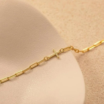 Bracelet Croix Femme Scintillante