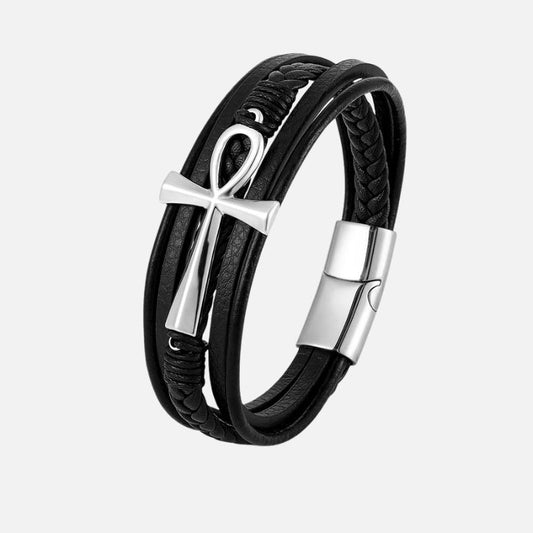 Bracelet Croix Homme Ankh - Acier Inoxydable