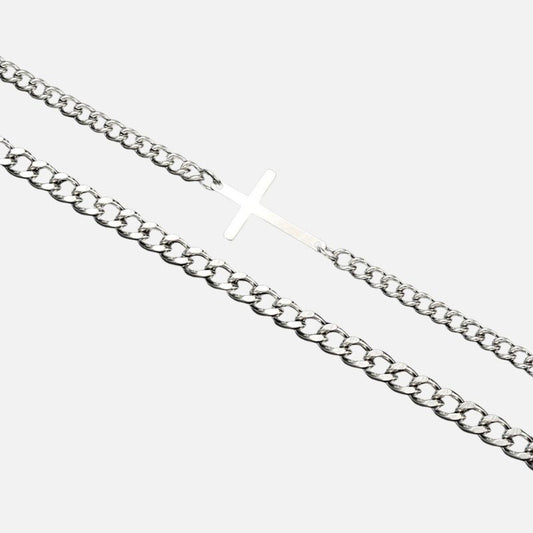 Bracelet Croix Homme Duo – Acier Inoxydable