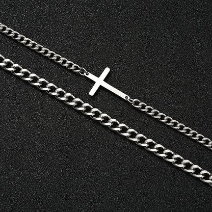 Bracelet Croix Homme Duo – Acier Inoxydable