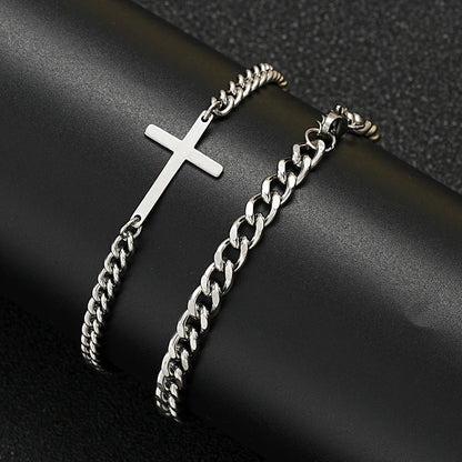 Bracelet Croix Homme Duo – Acier Inoxydable