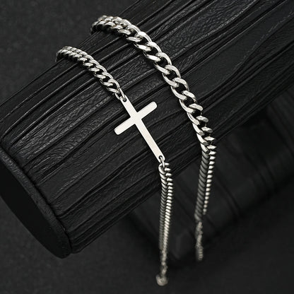 Bracelet Croix Homme Duo – Acier Inoxydable