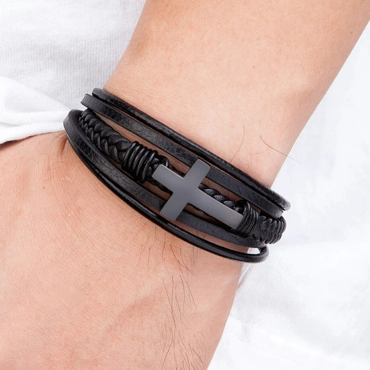 Bracelet Croix Homme Élégance – Acier Inoxydable