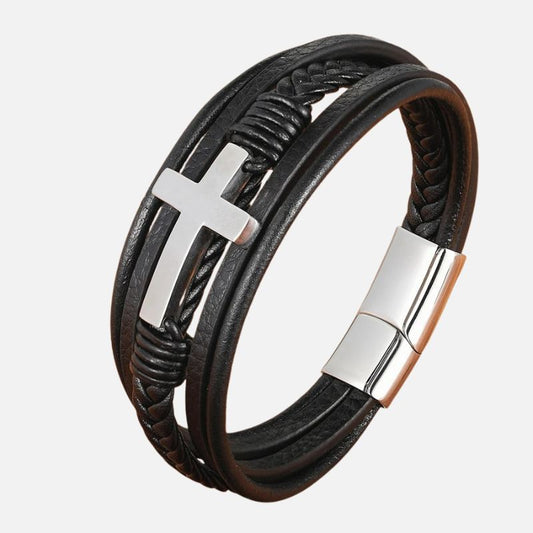 Bracelet Croix Homme Élégance – Acier Inoxydable
