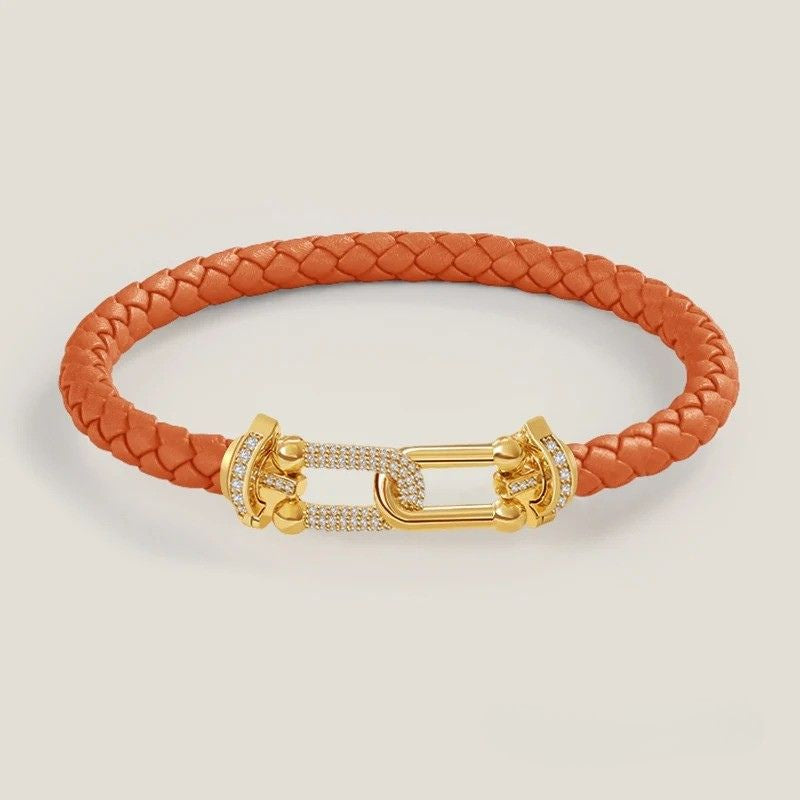 Bracelet Cuir Femme Coloré Fermoir Doré Zircon