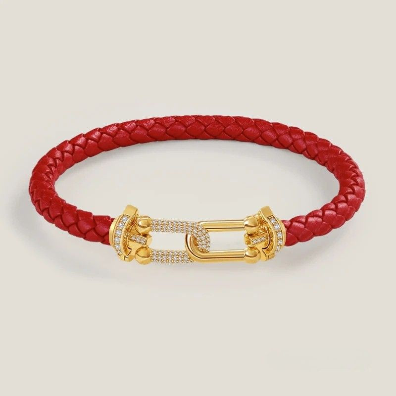 Bracelet Cuir Femme Coloré Fermoir Doré Zircon