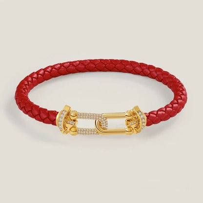 Bracelet Cuir Femme Coloré Fermoir Doré Zircon