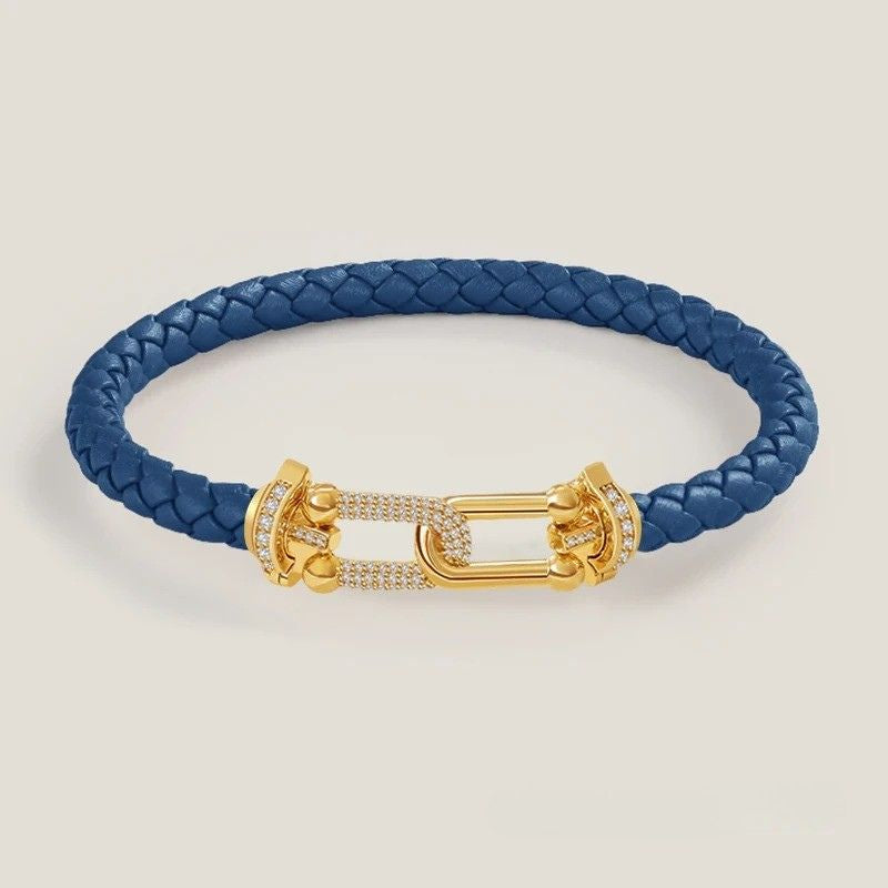 Bracelet Cuir Femme Coloré Fermoir Doré Zircon