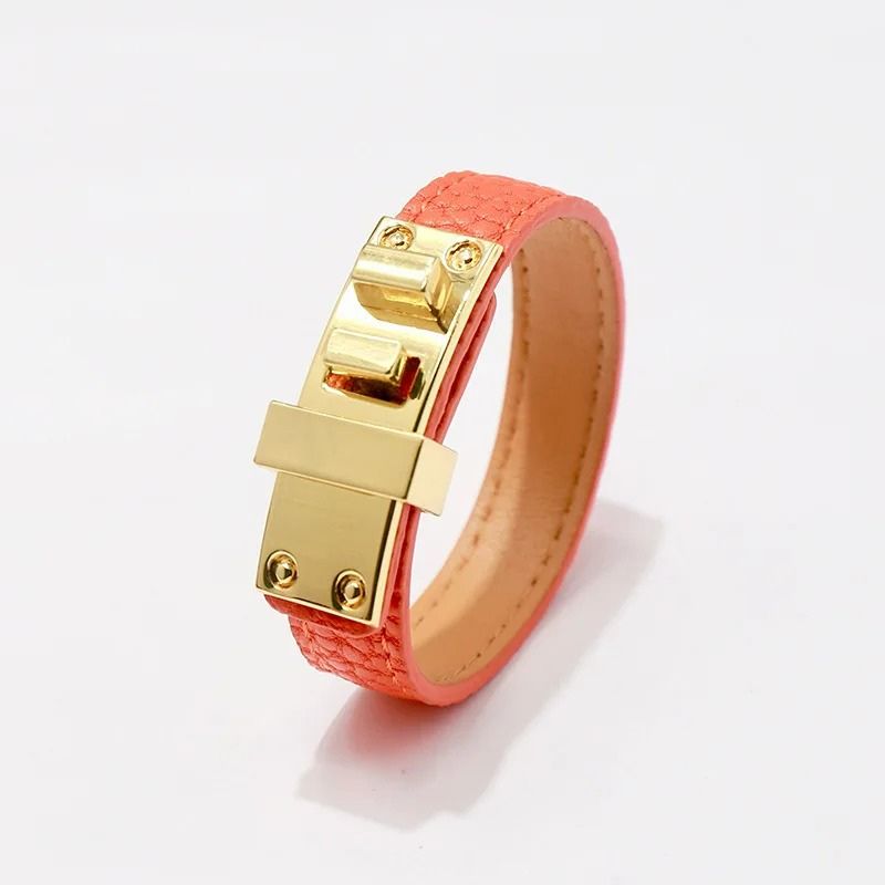 Bracelet Cuir Femme Fermoir Doré Graphique