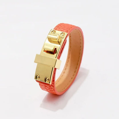 Bracelet Cuir Femme Fermoir Doré Graphique