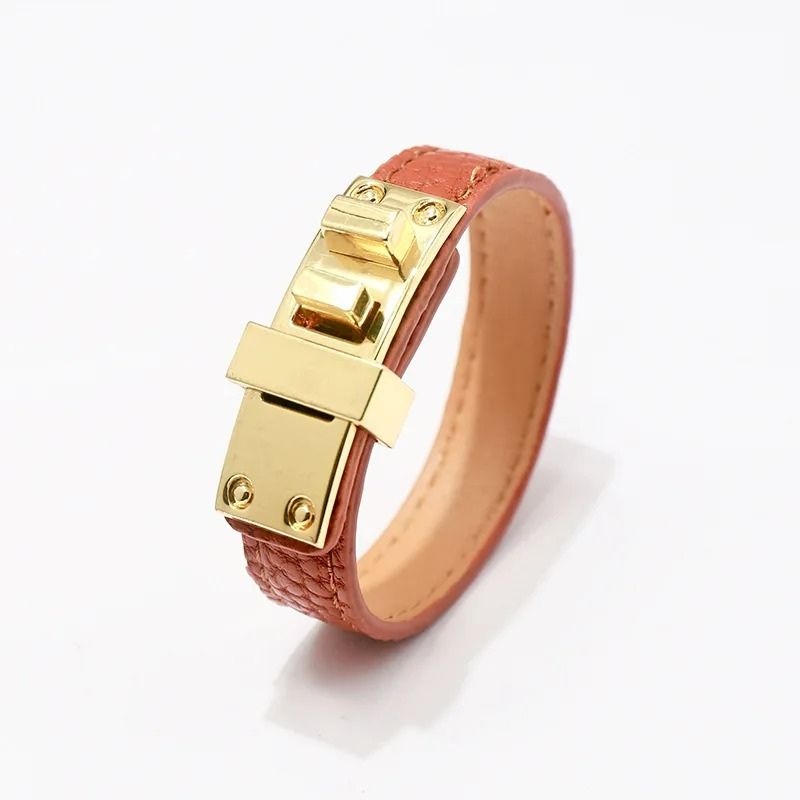 Bracelet Cuir Femme Fermoir Doré Graphique