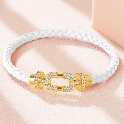 Bracelet Cuir Femme Pastel Fermoir Doré Pavé