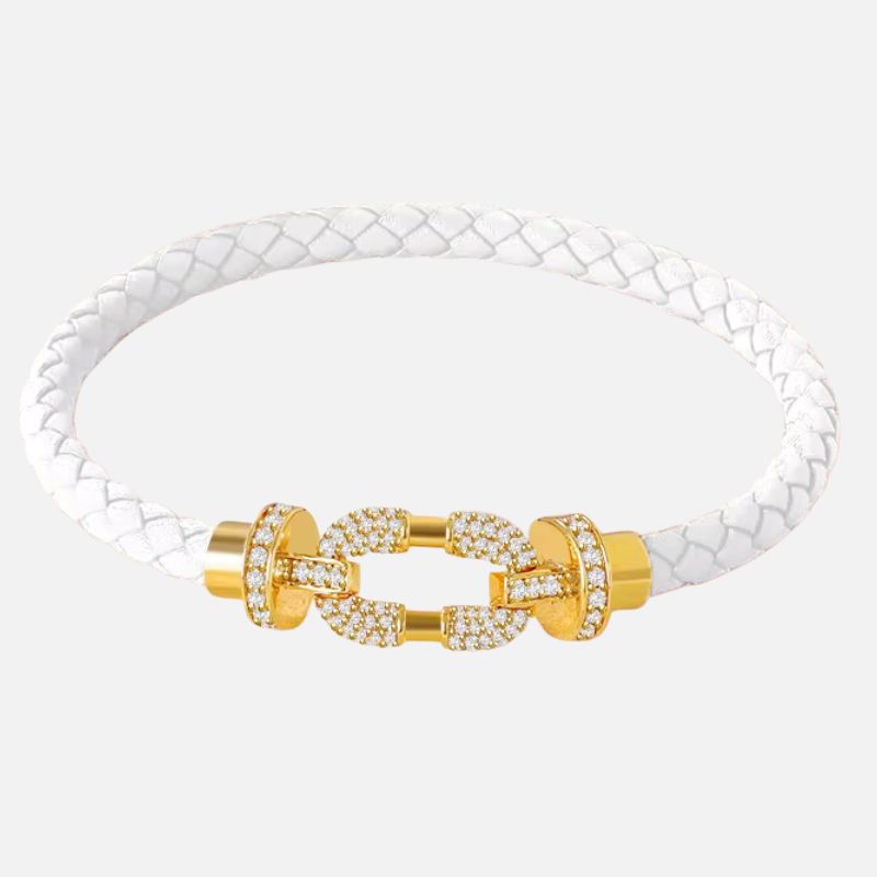 Bracelet Cuir Femme Pastel Fermoir Doré Pavé