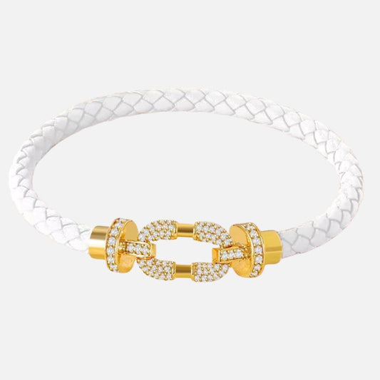 Bracelet Cuir Femme Pastel Fermoir Doré Pavé