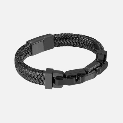 Bracelet Cuir Homme Chaîne Épaisse - Acier Inoxydable