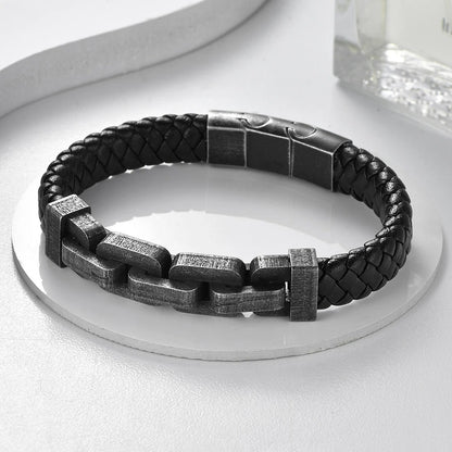 Bracelet Cuir Homme Chaîne Épaisse - Acier Inoxydable