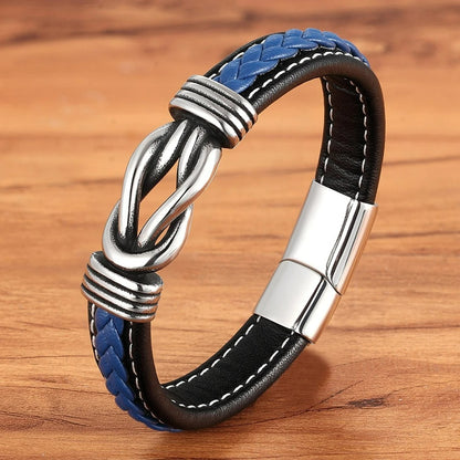 Bracelet Cuir Homme Nœud Marin - Acier Inoxydable