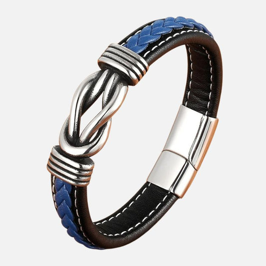 Bracelet Cuir Homme Nœud Marin - Acier Inoxydable