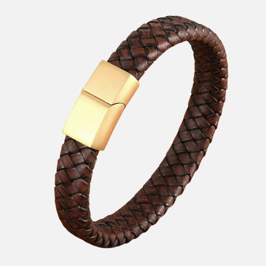 Bracelet Cuir Homme Tressé - Acier Inoxydable