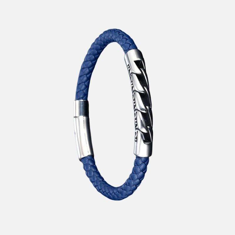 Bracelet Cuir Homme Tressé Maillon - Acier Inoxydable