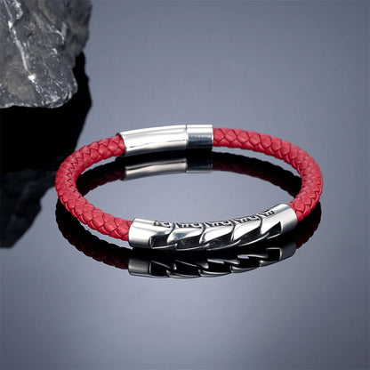 Bracelet Cuir Homme Tressé Maillon - Acier Inoxydable