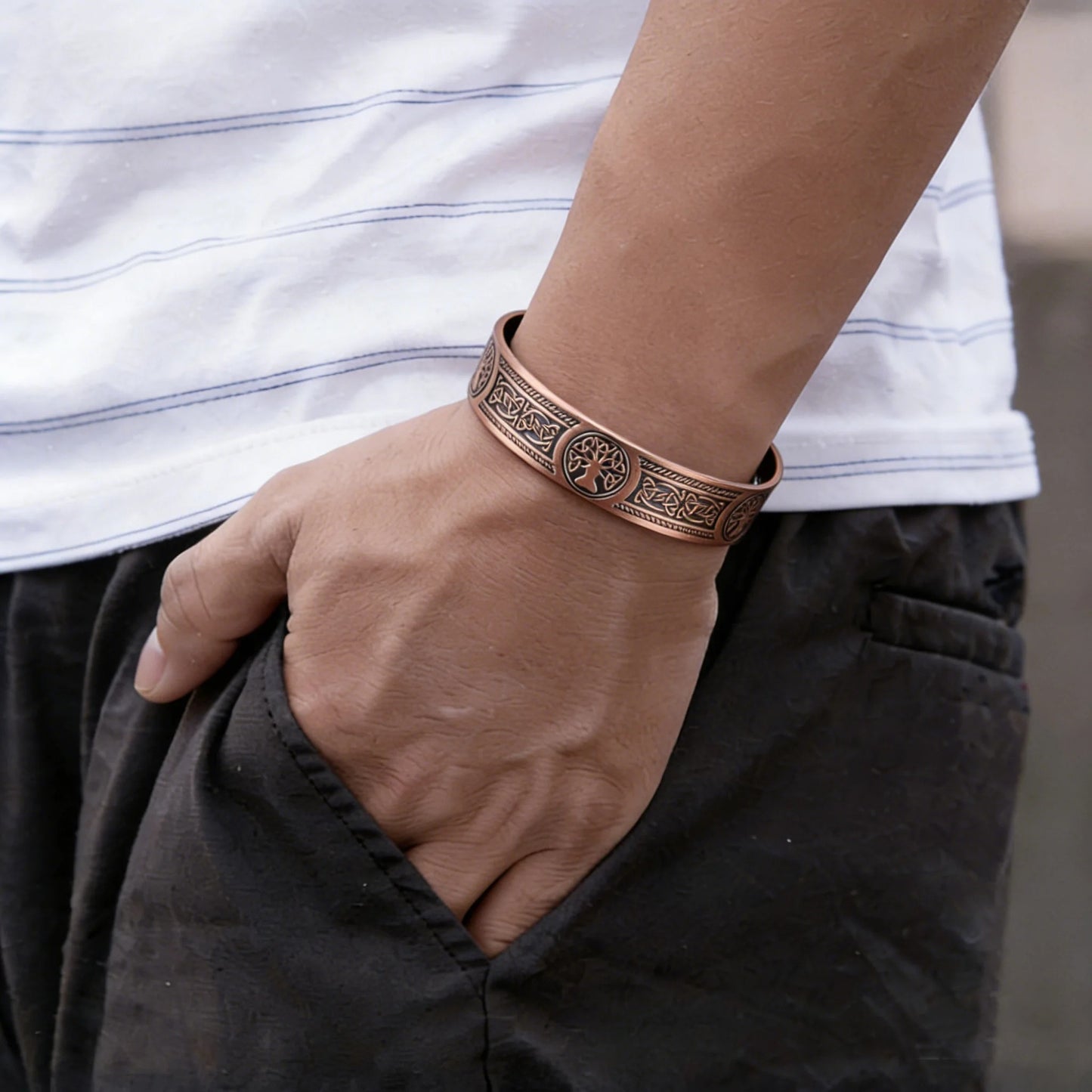 Bracelet Cuivre pour Homme Arbre de Vie Celtique