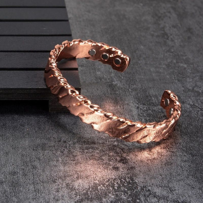Bracelet Cuivre pour Homme Jonc Torsadé Plat