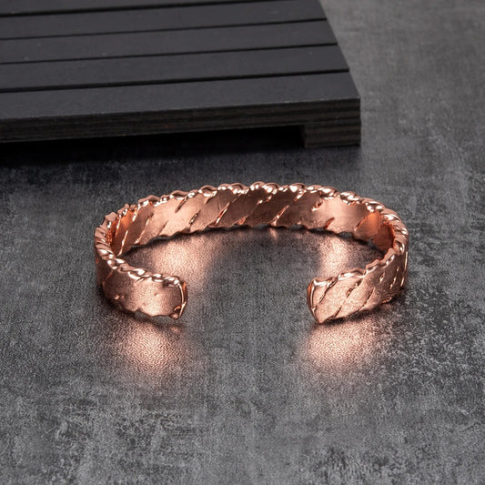 Bracelet Cuivre pour Homme Jonc Torsadé Plat
