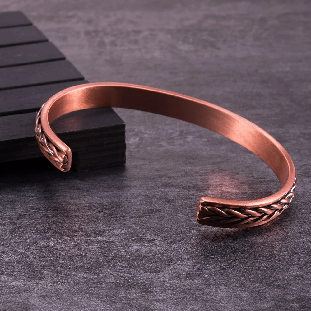 Bracelet Cuivre pour Homme Jonc Tressé Brossé