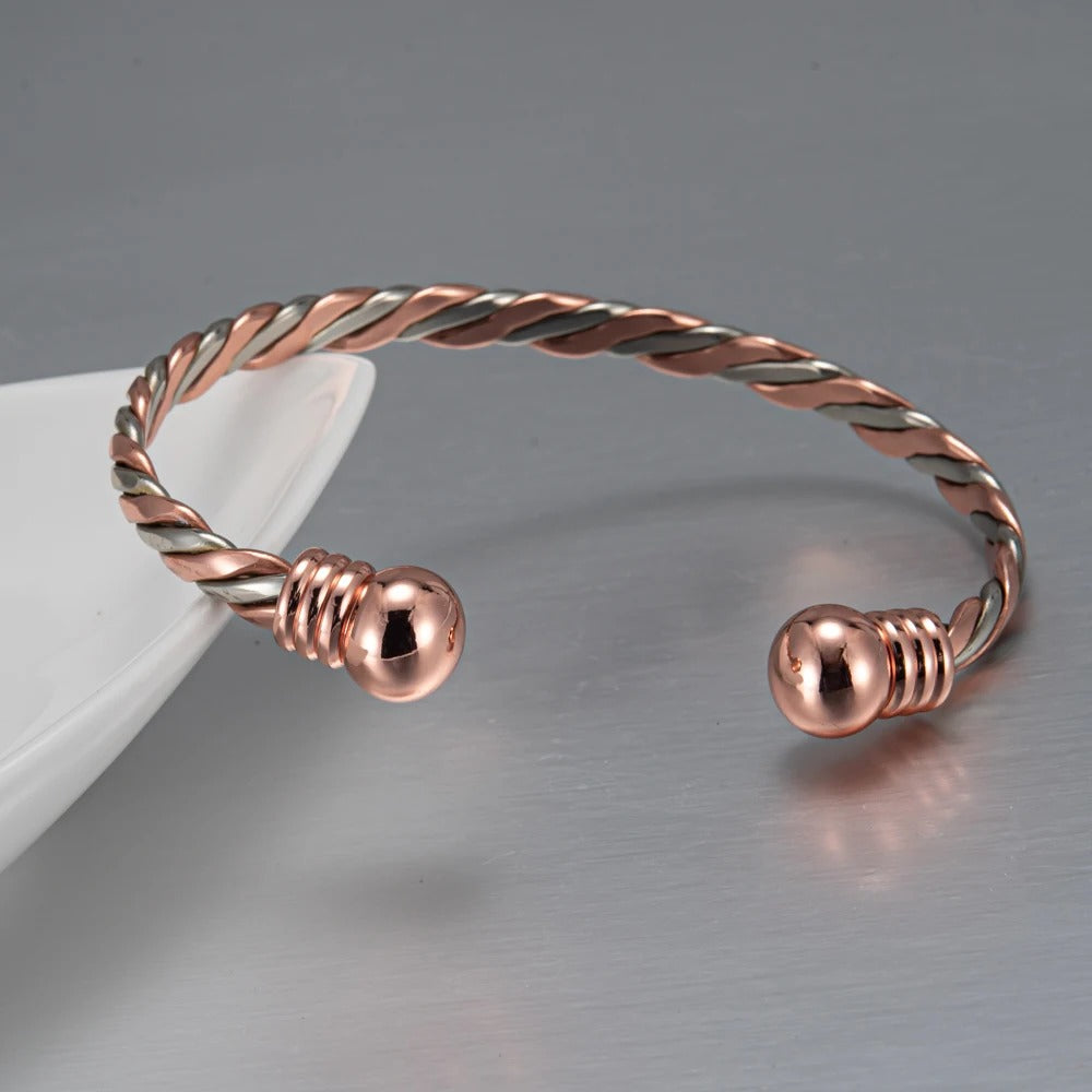 Bracelet Cuivre pour Homme Jonc Torsadé Bicolore