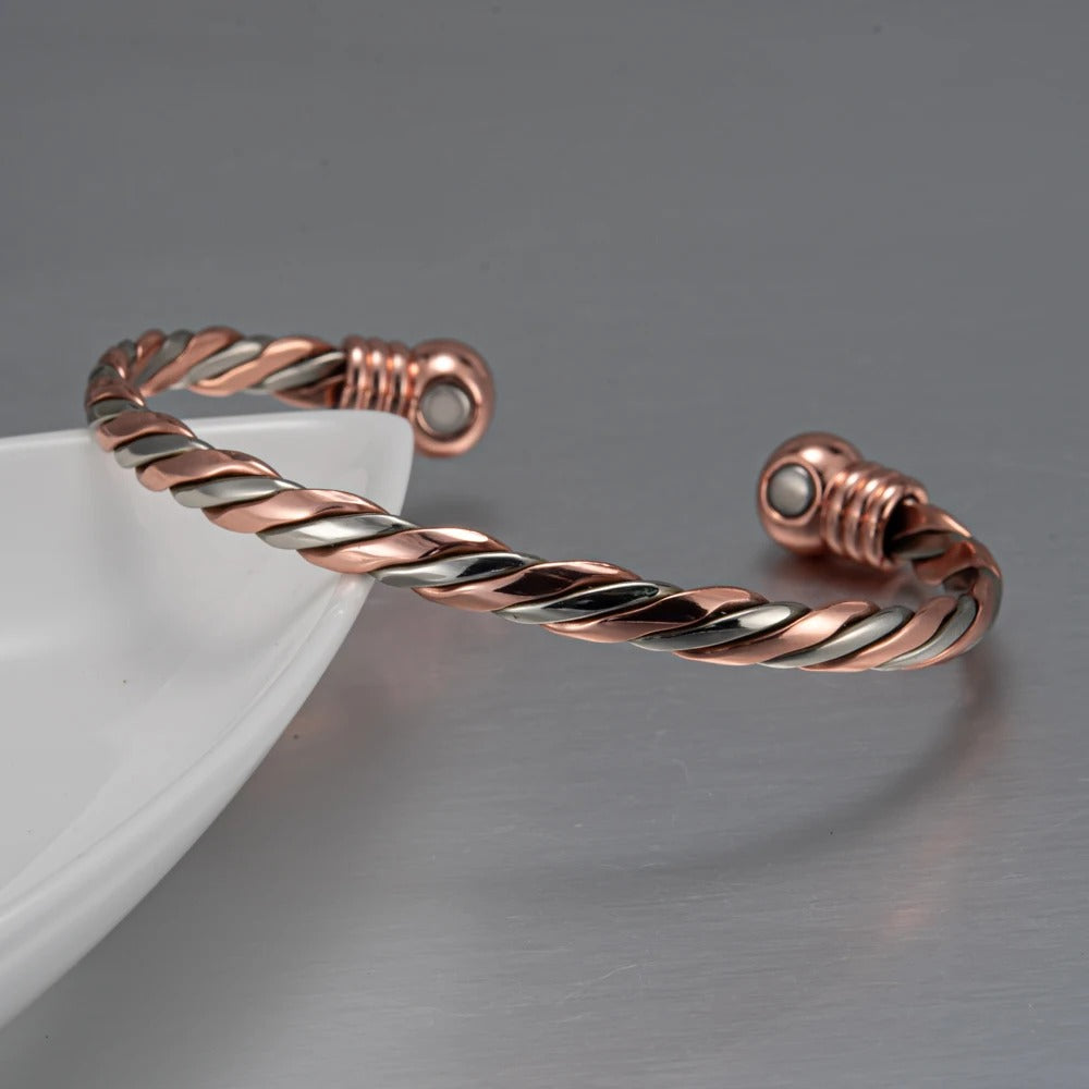 Bracelet Cuivre pour Homme Jonc Torsadé Bicolore