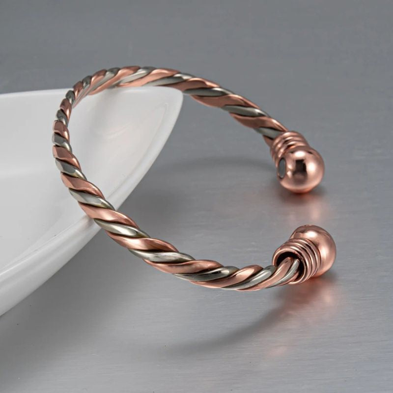 Bracelet Cuivre pour Homme Jonc Torsadé Bicolore