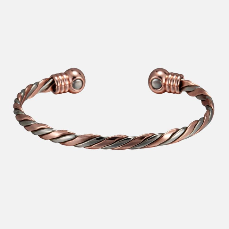 Bracelet Cuivre pour Homme Jonc Torsadé Bicolore
