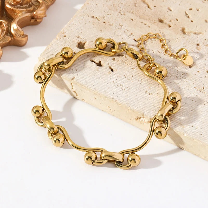 Bracelet Fantaisie Femme Sculptural - Acier Inoxydable