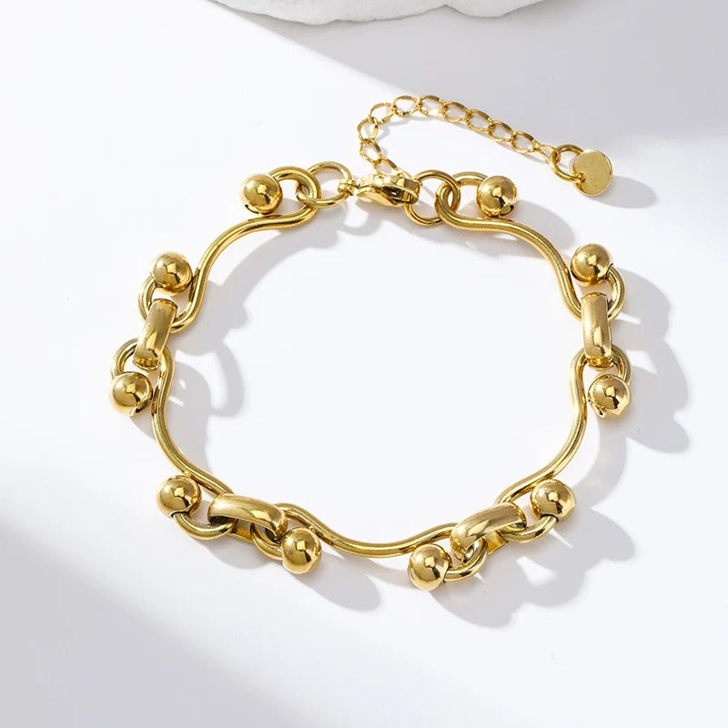 Bracelet Fantaisie Femme Sculptural - Acier Inoxydable