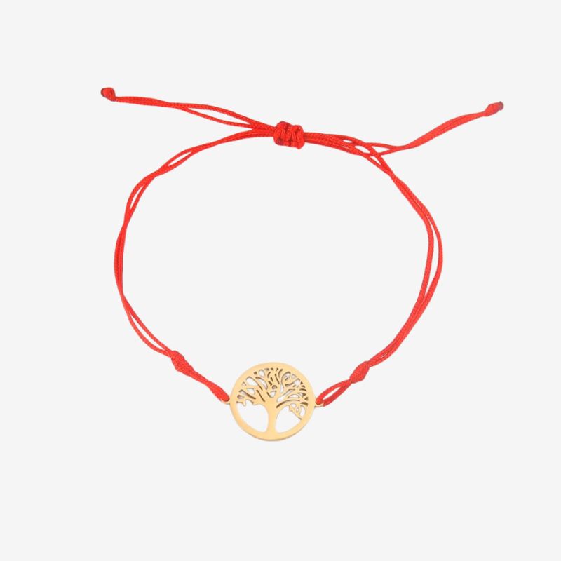 Bracelet Femme Arbre De Vie Acier Inoxydable Et Cordon Réglable