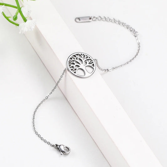 Bracelet Femme Arbre De Vie Acier Inoxydable Fin Et Raffiné