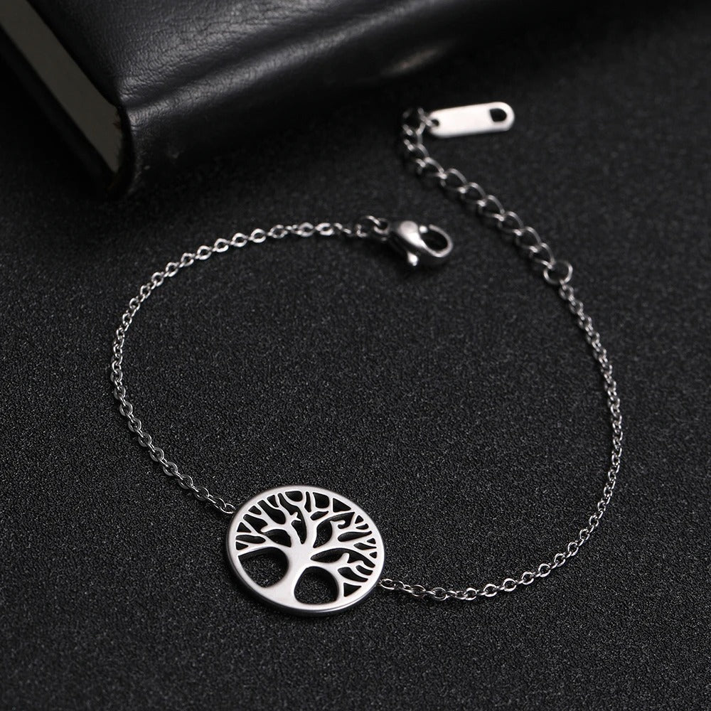 Bracelet Femme Arbre De Vie Acier Inoxydable Fin Et Raffiné