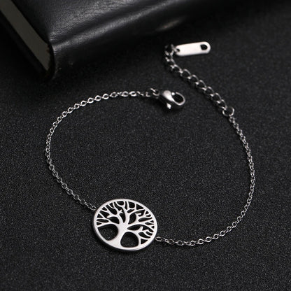 Bracelet Femme Arbre De Vie Acier Inoxydable Fin Et Raffiné