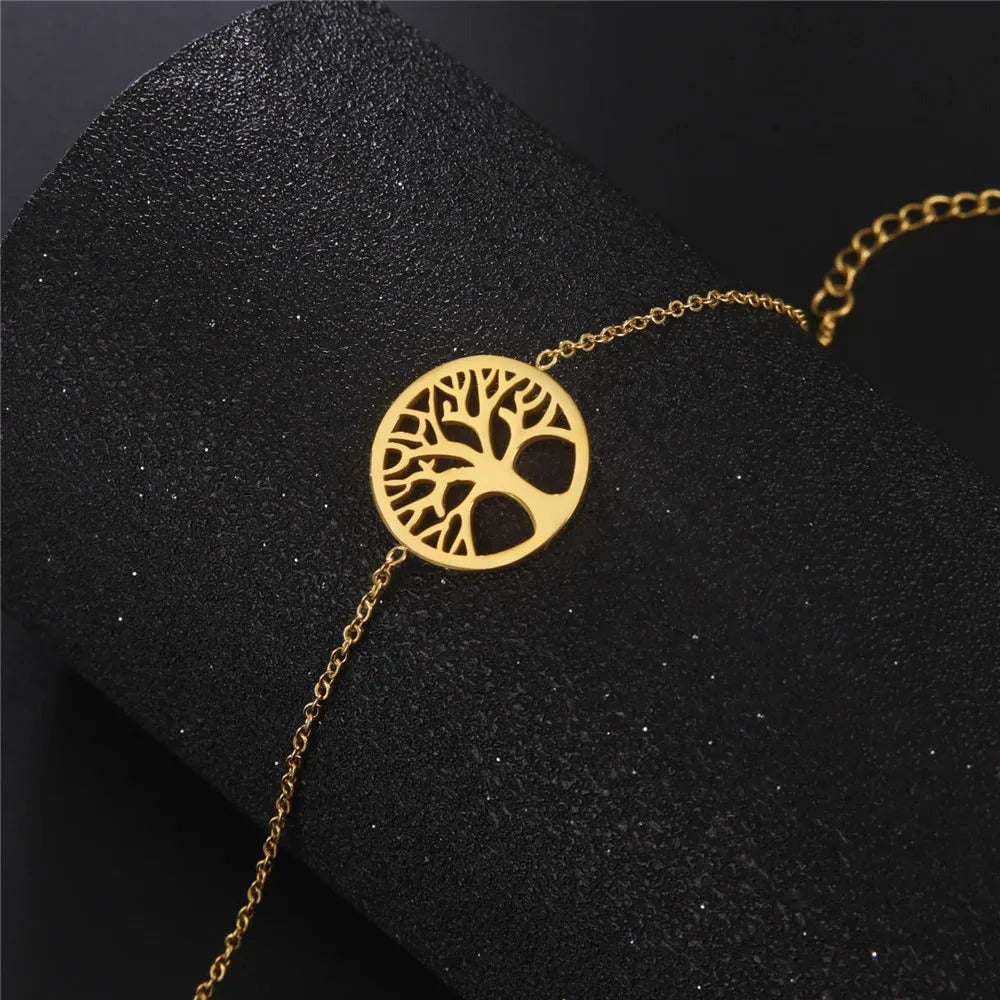 Bracelet Femme Arbre De Vie Acier Inoxydable Fin Et Raffiné