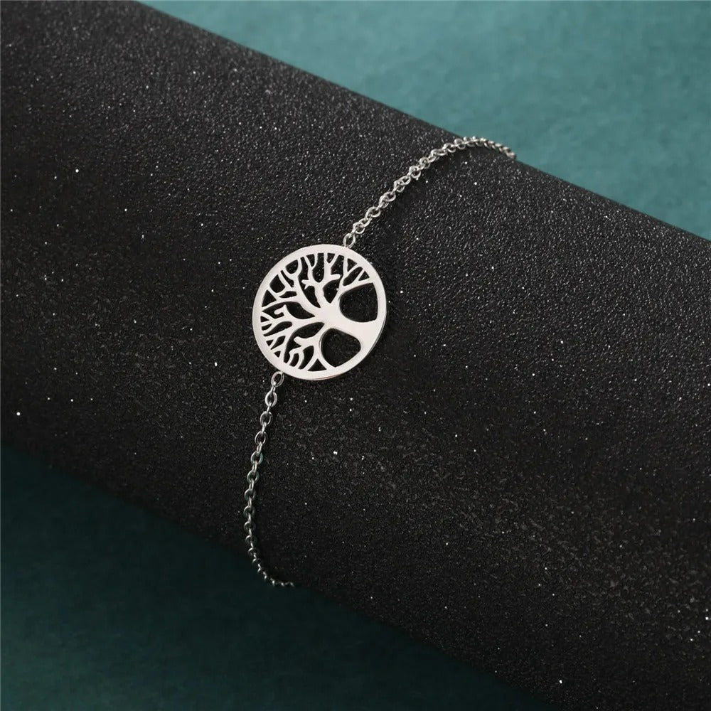 Bracelet Femme Arbre De Vie Acier Inoxydable Fin Et Raffiné