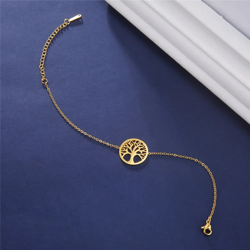 Bracelet Femme Arbre De Vie Acier Inoxydable Fin Et Raffiné
