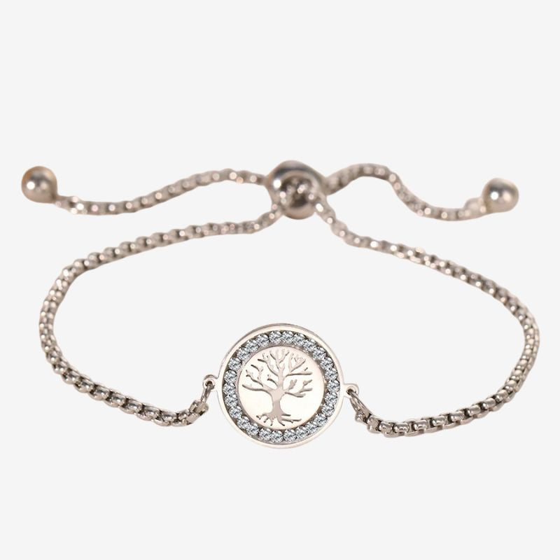 Bracelet Femme Arbre De Vie Écusson Et Chaine Fine